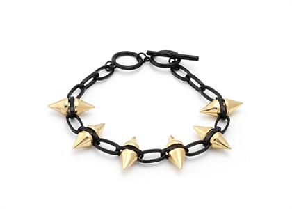 Two Tone Plated Mens Hip Hop Toggle Bracelet